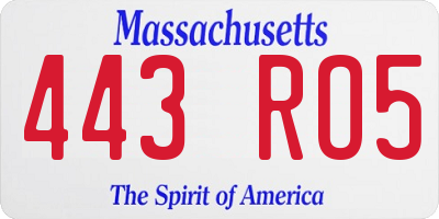 MA license plate 443RO5