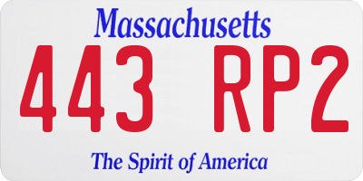 MA license plate 443RP2