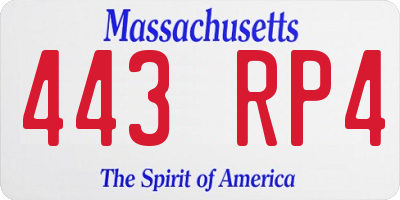 MA license plate 443RP4