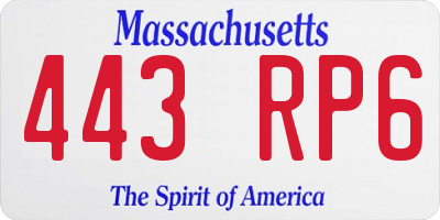 MA license plate 443RP6