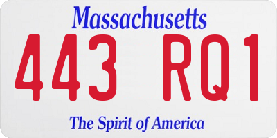 MA license plate 443RQ1
