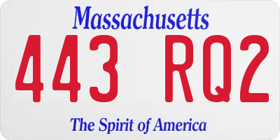MA license plate 443RQ2