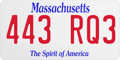 MA license plate 443RQ3