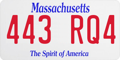 MA license plate 443RQ4