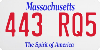 MA license plate 443RQ5