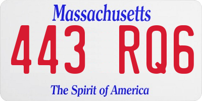MA license plate 443RQ6