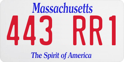 MA license plate 443RR1