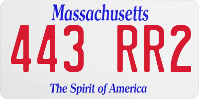 MA license plate 443RR2