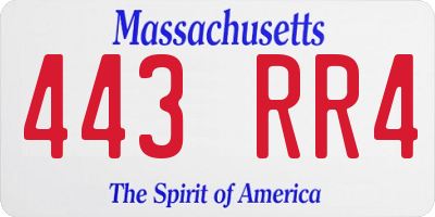 MA license plate 443RR4