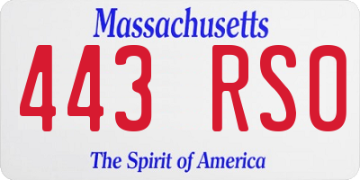 MA license plate 443RS0