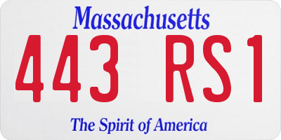 MA license plate 443RS1