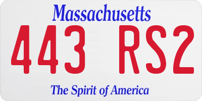 MA license plate 443RS2