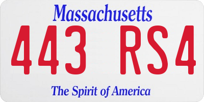 MA license plate 443RS4