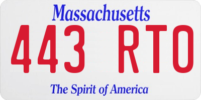 MA license plate 443RT0