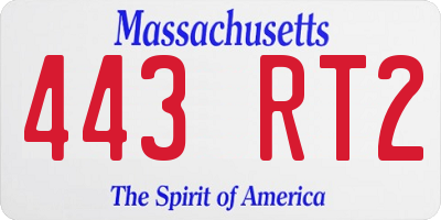 MA license plate 443RT2
