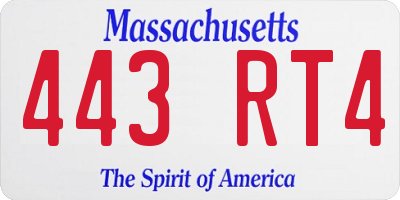 MA license plate 443RT4