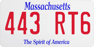 MA license plate 443RT6