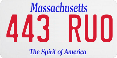 MA license plate 443RU0