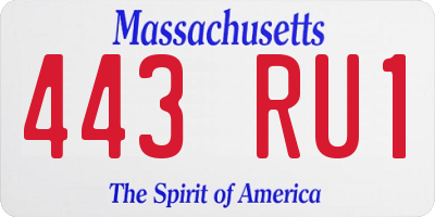MA license plate 443RU1