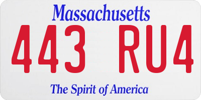 MA license plate 443RU4