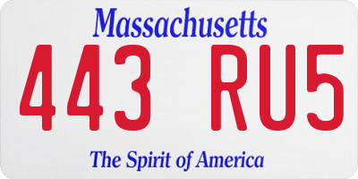 MA license plate 443RU5