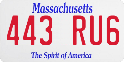 MA license plate 443RU6