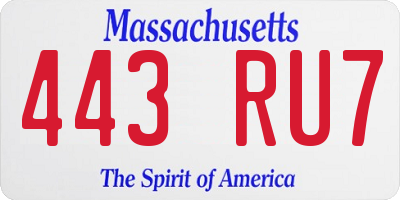 MA license plate 443RU7