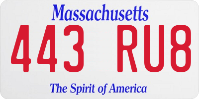 MA license plate 443RU8