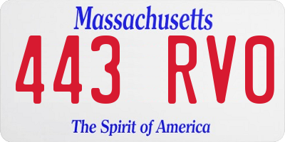 MA license plate 443RV0