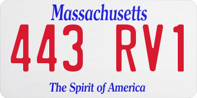 MA license plate 443RV1