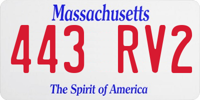 MA license plate 443RV2