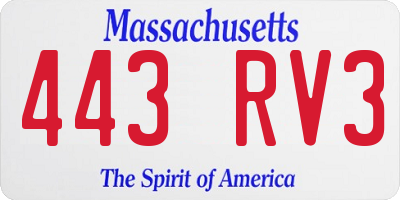 MA license plate 443RV3