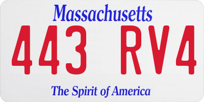 MA license plate 443RV4