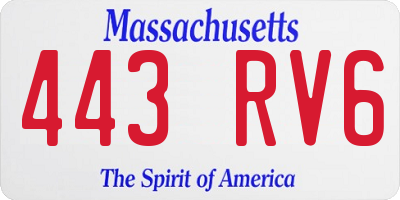 MA license plate 443RV6