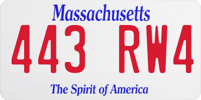 MA license plate 443RW4