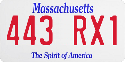 MA license plate 443RX1