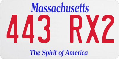 MA license plate 443RX2