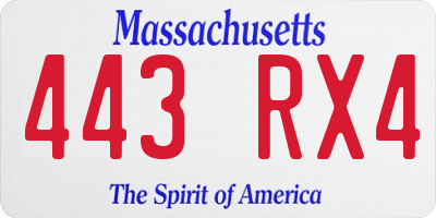 MA license plate 443RX4