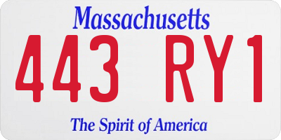 MA license plate 443RY1