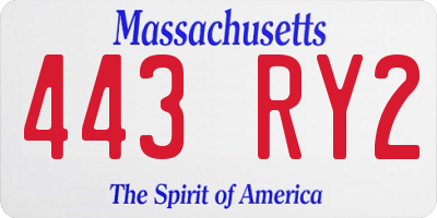 MA license plate 443RY2