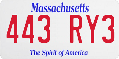 MA license plate 443RY3