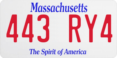 MA license plate 443RY4