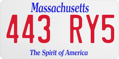 MA license plate 443RY5