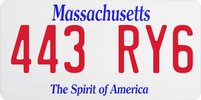 MA license plate 443RY6