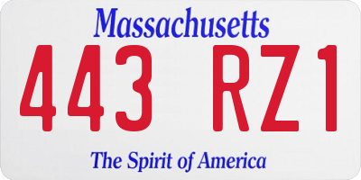 MA license plate 443RZ1