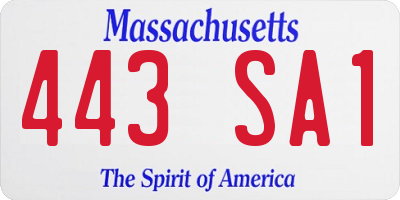 MA license plate 443SA1