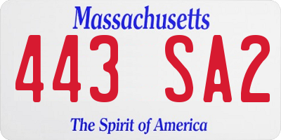 MA license plate 443SA2