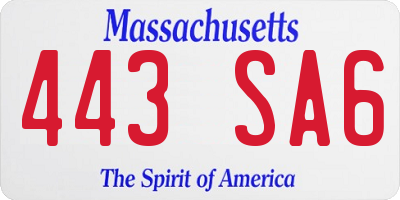 MA license plate 443SA6