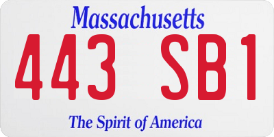 MA license plate 443SB1