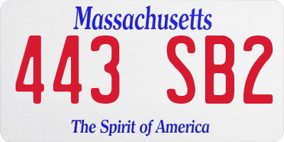 MA license plate 443SB2